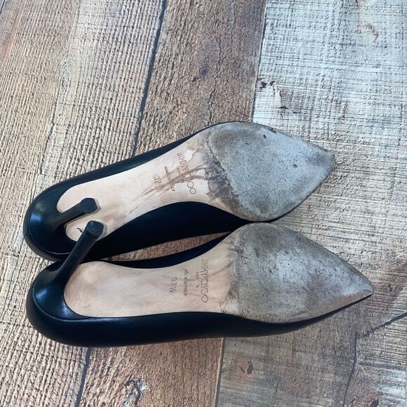 JIMMY CHOO BLACK ROMY 85 PUMPS SIZE 37 1/2 - Picture 5 of 12